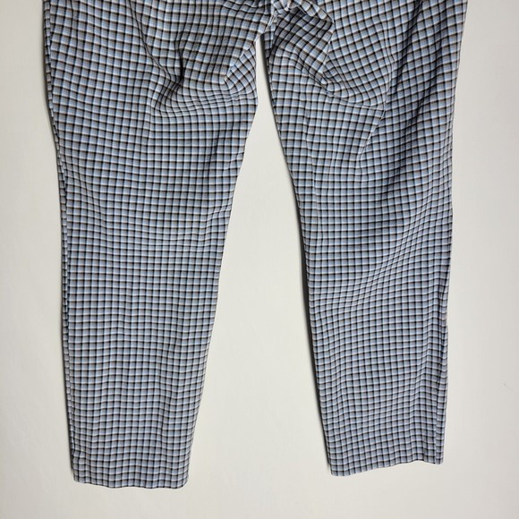Theory Womens Checkered Capris Pants Blue Black Tapered Cropped Size 8 - Picture 7 of 10